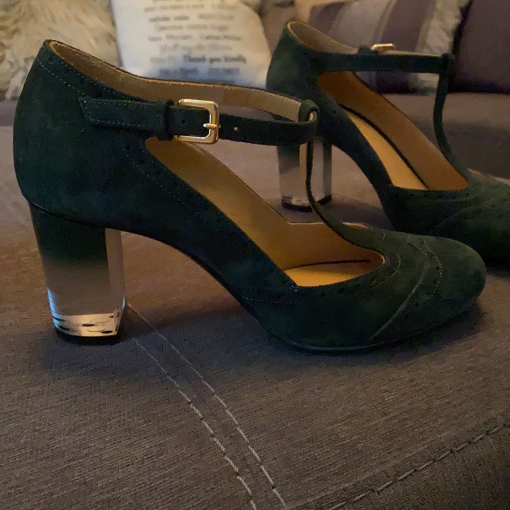 Green suede lucite heels 36 1/2 Italy heels - Picture 4 of 4